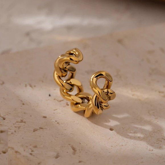 NEW 18K Gold Plated Link Chain Adjustable Ring b - Picture 6 of 6